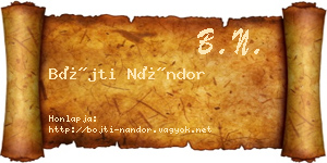 Bőjti Nándor névjegykártya